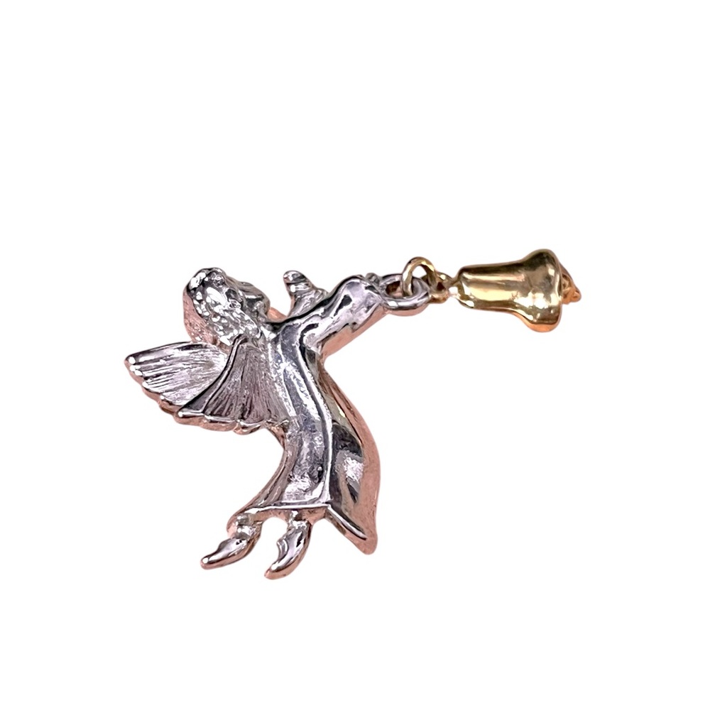 Vintage Angel Bell Two-Tone Pin Brooch - Picture 3 of 4